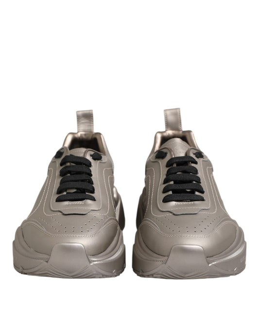 Silver DAYMASTER Leather Men Sneakers Shoes-Dolce & Gabbana-LabelTerrace.com