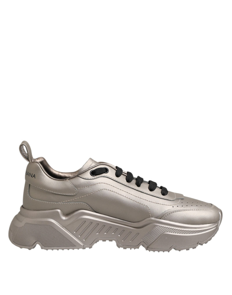 Silver DAYMASTER Leather Men Sneakers Shoes-Dolce & Gabbana-LabelTerrace.com