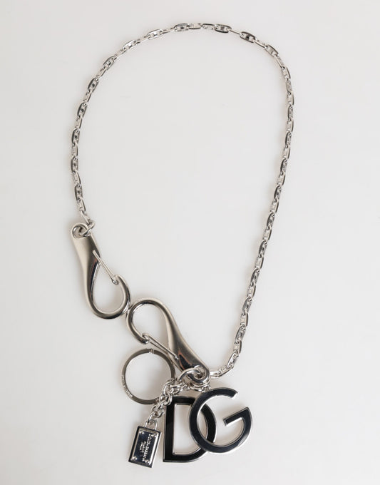 Silver DG Logo Key Holder Keychain Bag Charm Keyring-Dolce & Gabbana-LabelTerrace.com