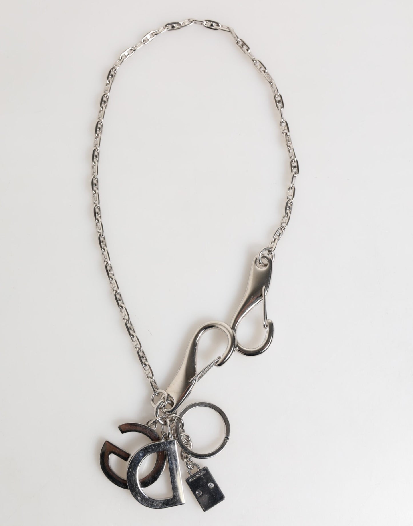 Silver DG Logo Key Holder Keychain Bag Charm Keyring-Dolce & Gabbana-LabelTerrace.com