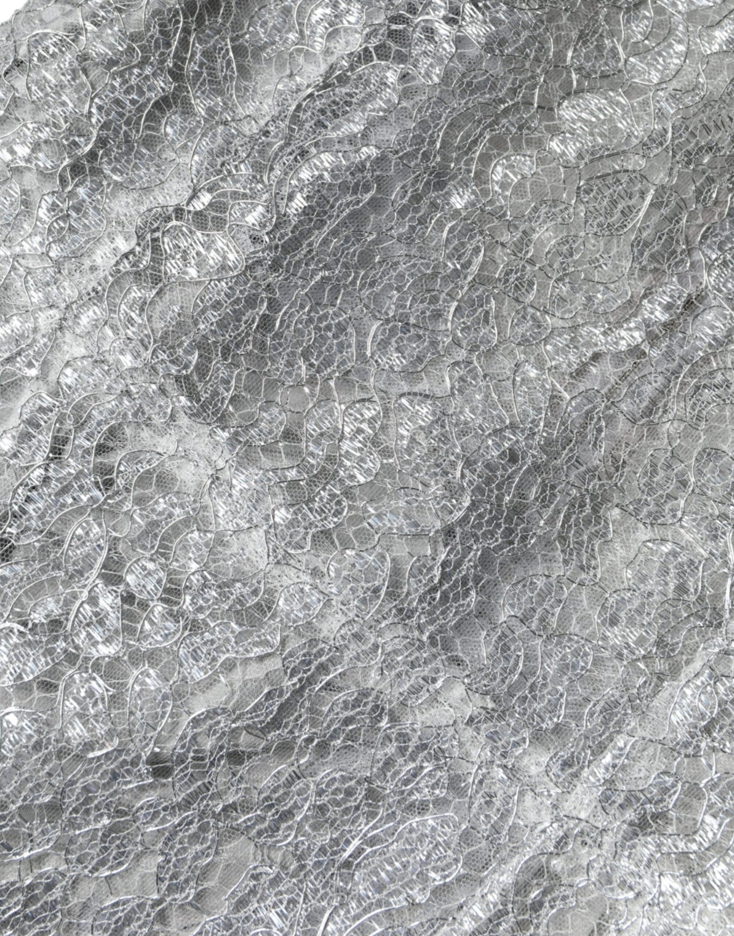 Silver Floral Lace Bodycon Sheath Midi Dress-Dolce & Gabbana-LabelTerrace.com