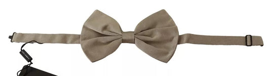 Silver Gray 100% Silk Adjustable Neck Bow Tie-Dolce & Gabbana-LabelTerrace.com