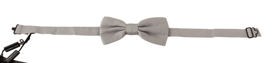 Silver Gray 100% Silk Adjustable Neck Papillon Bow Tie-Dolce & Gabbana-LabelTerrace.com