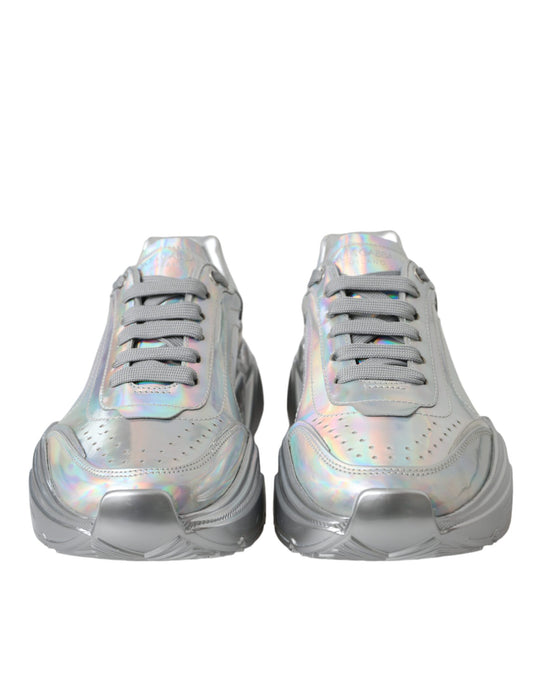 Silver Iridescent DAYMASTER Leather Sneakers Shoes-Dolce & Gabbana-LabelTerrace.com