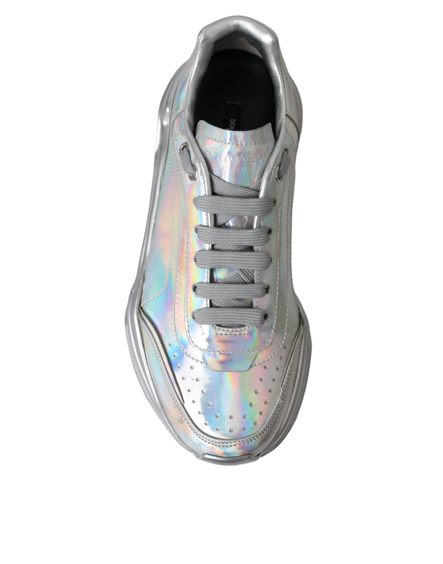 Silver Iridescent DAYMASTER Leather Sneakers Shoes-Dolce & Gabbana-LabelTerrace.com