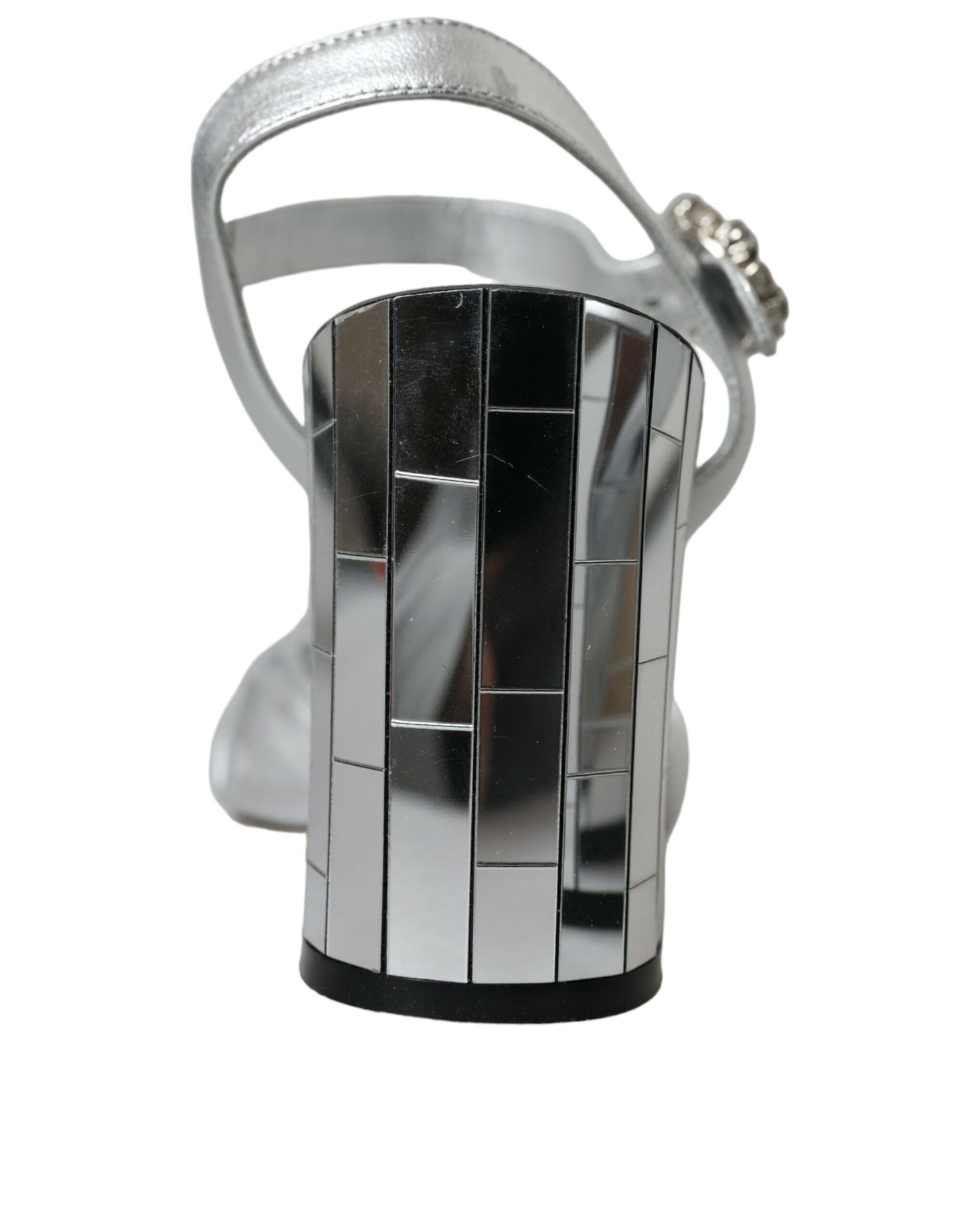 Silver Lambskin Leather Heels Sandals Shoes-Dolce & Gabbana-LabelTerrace.com