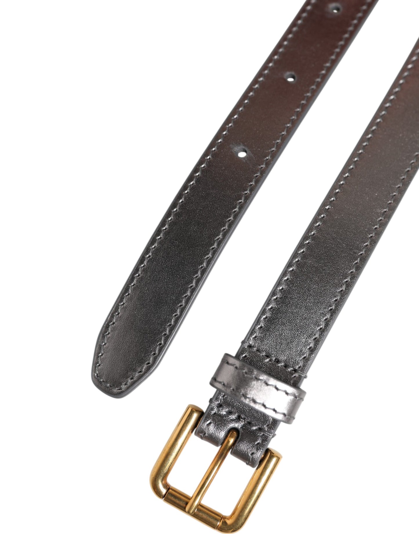Silver Logo Engraved Metal Waist Buckle Belt-Dolce & Gabbana-LabelTerrace.com