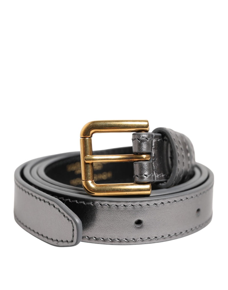 Silver Logo Engraved Metal Waist Buckle Belt-Dolce & Gabbana-LabelTerrace.com