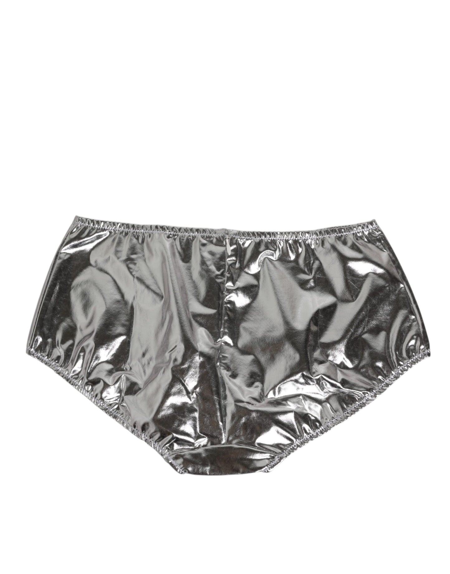 Silver Metallic High Waist Bikini Bottom Women Underwear