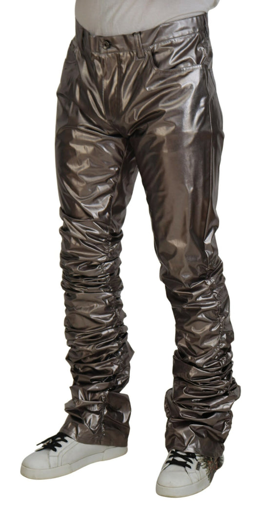 Silver Metallic Nylon Stretch Pants-Dolce & Gabbana-LabelTerrace.com