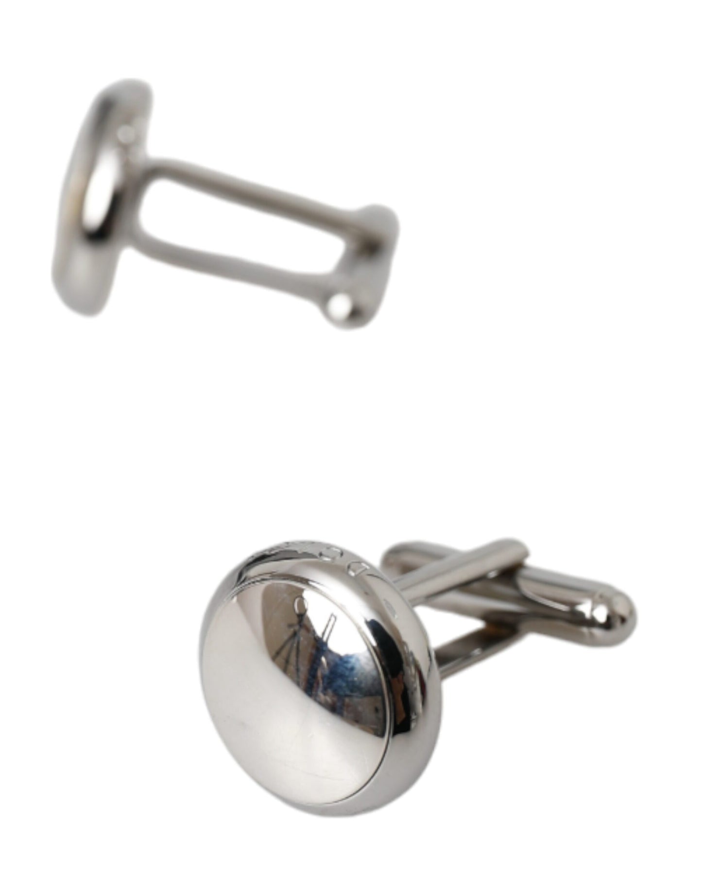 Silver Plated Brass Round Pin Men Cufflinks-Dolce & Gabbana-LabelTerrace.com