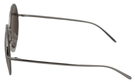 Silver Plated Round Gray Le nses Women Sunglasses-Dolce & Gabbana-LabelTerrace.com