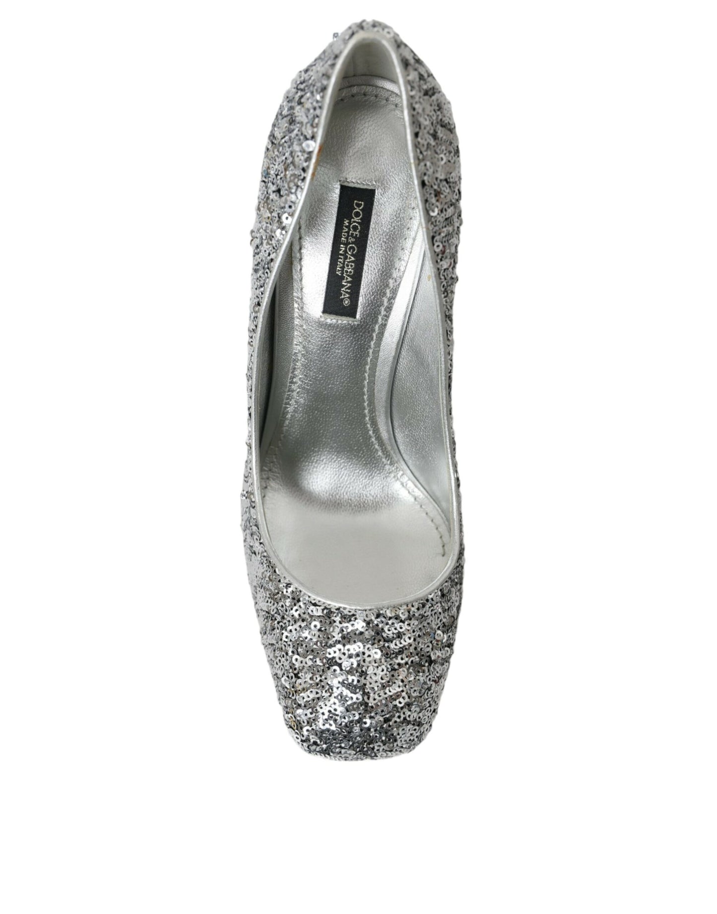 Silver Sequin Embellished Heels Pumps Shoes-Dolce & Gabbana-LabelTerrace.com