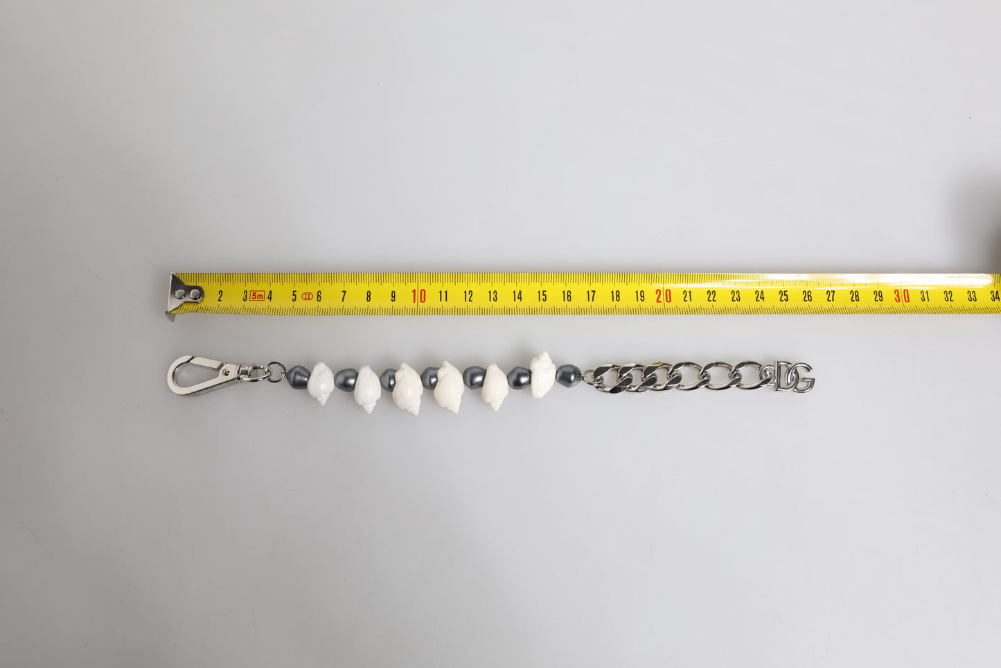 Silver Tone Brass Beaded Shell DG Logo Pendant Bracelet-Dolce & Gabbana-LabelTerrace.com