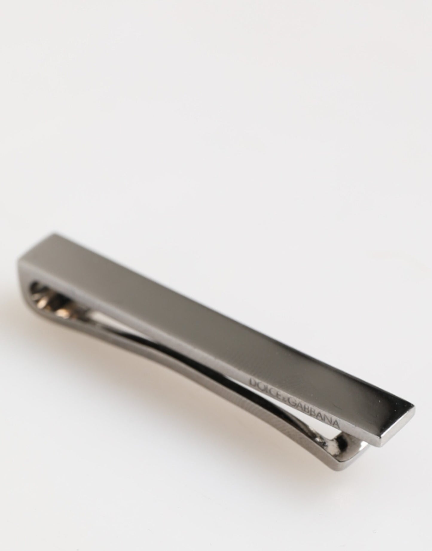 Silver Tone Brass Logo Branded Men Accessory Tie Clip Bar-Dolce & Gabbana-LabelTerrace.com