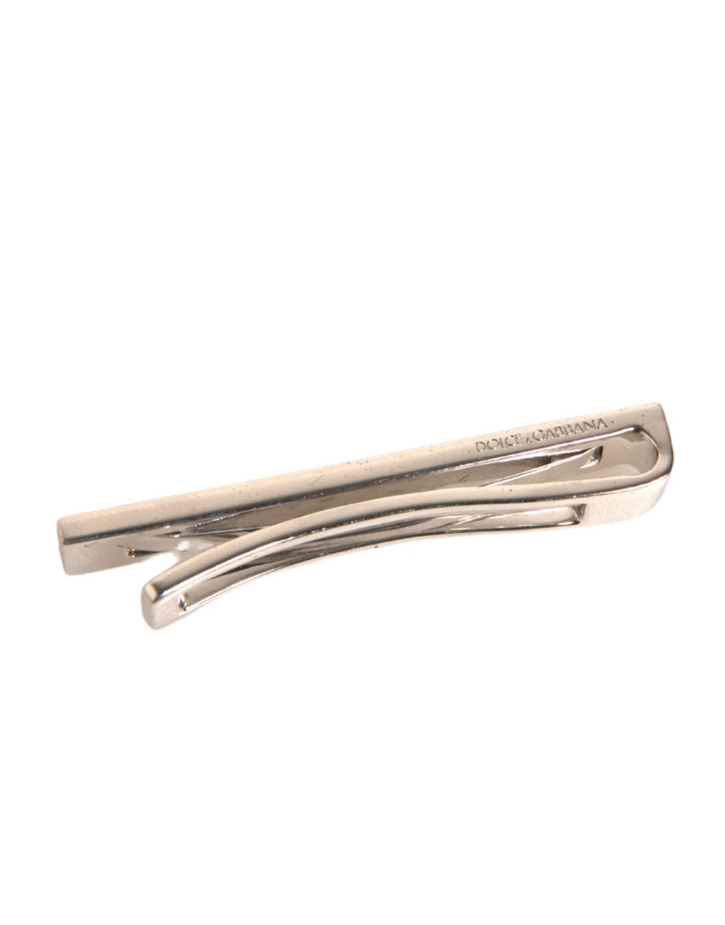 Silver Tone Brass Logo Branded Tie Clip Bar-Dolce & Gabbana-LabelTerrace.com