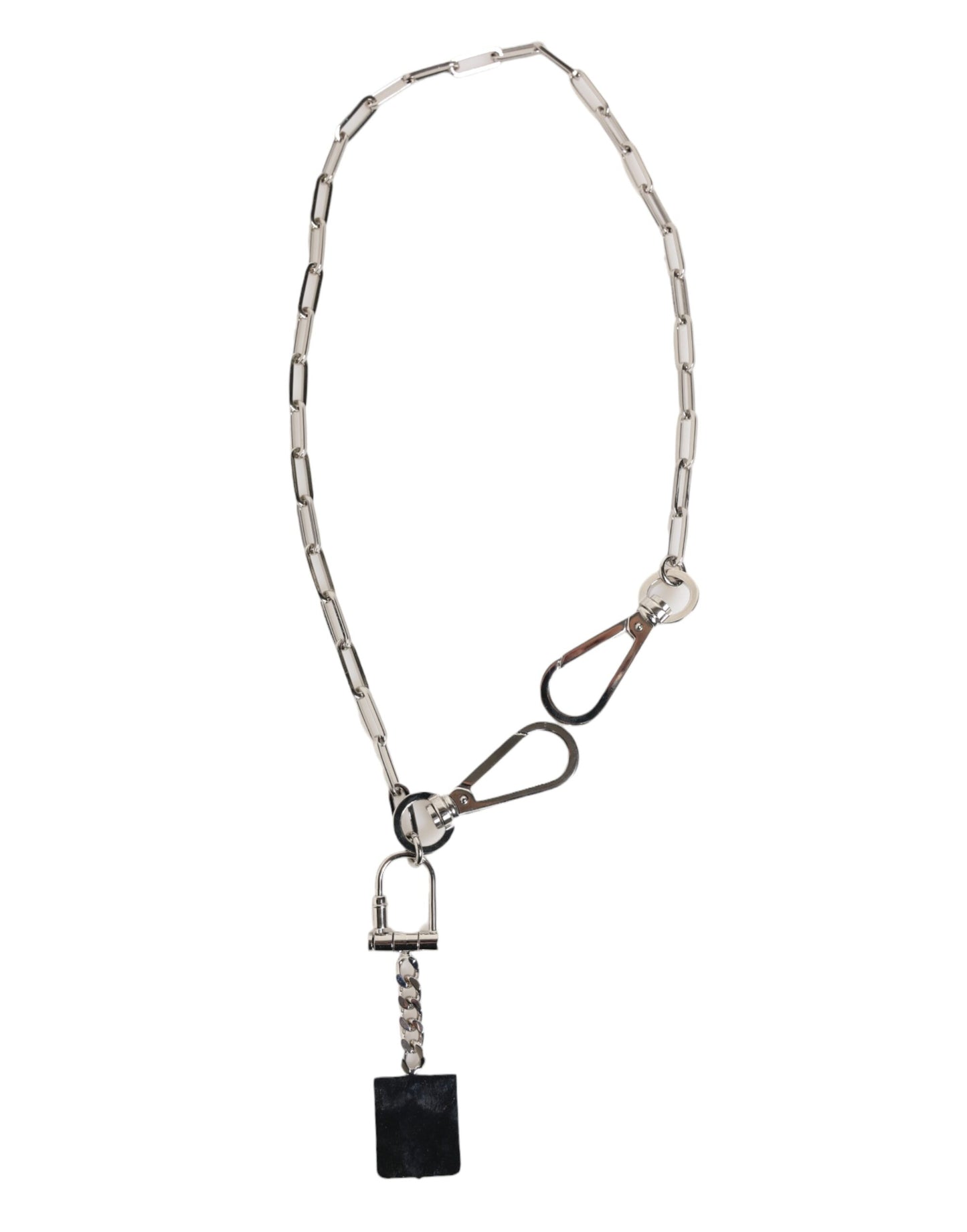 Silver Tone Metal Chain DG Logo Pendant Men Necklace-Dolce & Gabbana-LabelTerrace.com