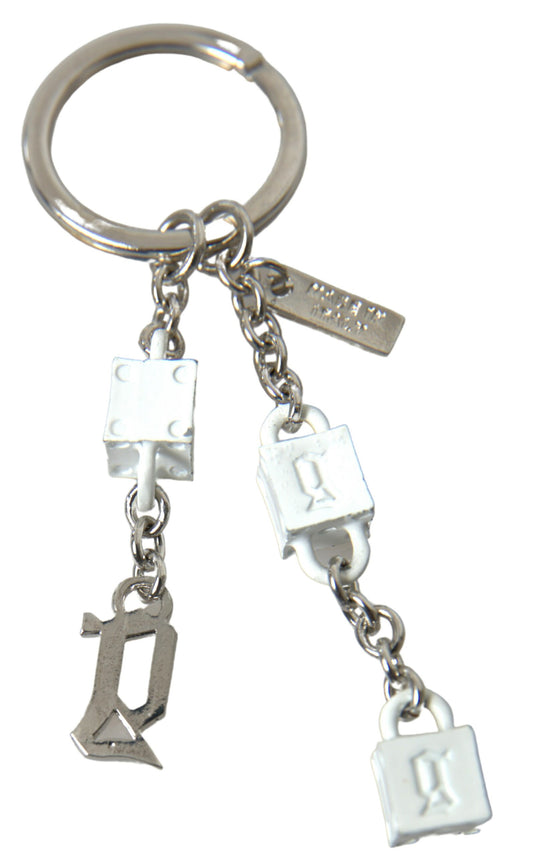 Silver Tone Metal DG Logo Engraved Keyring Keychain-Dolce & Gabbana-LabelTerrace.com