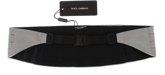 Silver Wide Belt Silk Cummerbund-Dolce & Gabbana-LabelTerrace.com