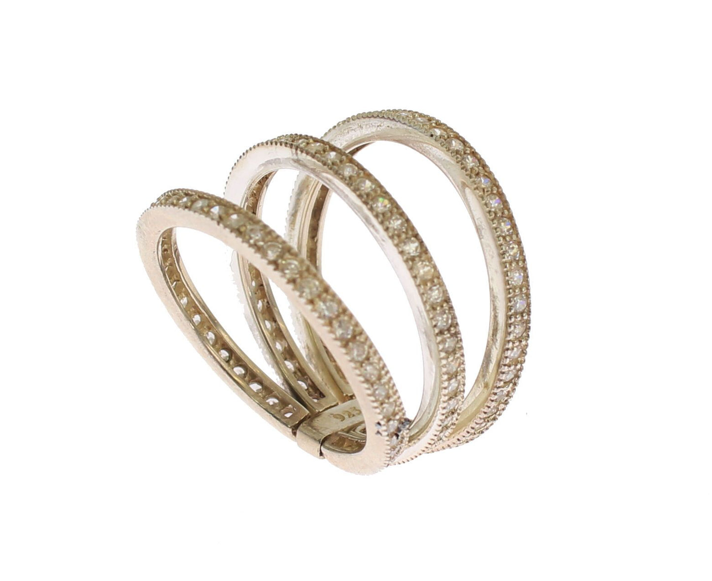 Silver Womens Clear CZ 925 Sterling Ring-Nialaya-LabelTerrace.com