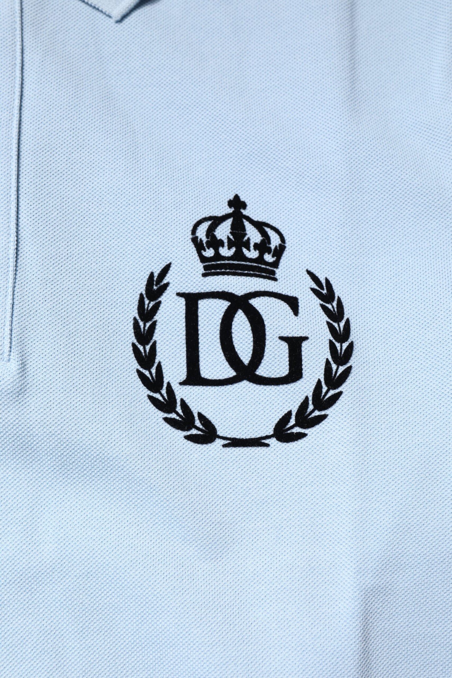 Sky Blue Cotton Crown Collared Polo T-shirt-Dolce & Gabbana-LabelTerrace.com