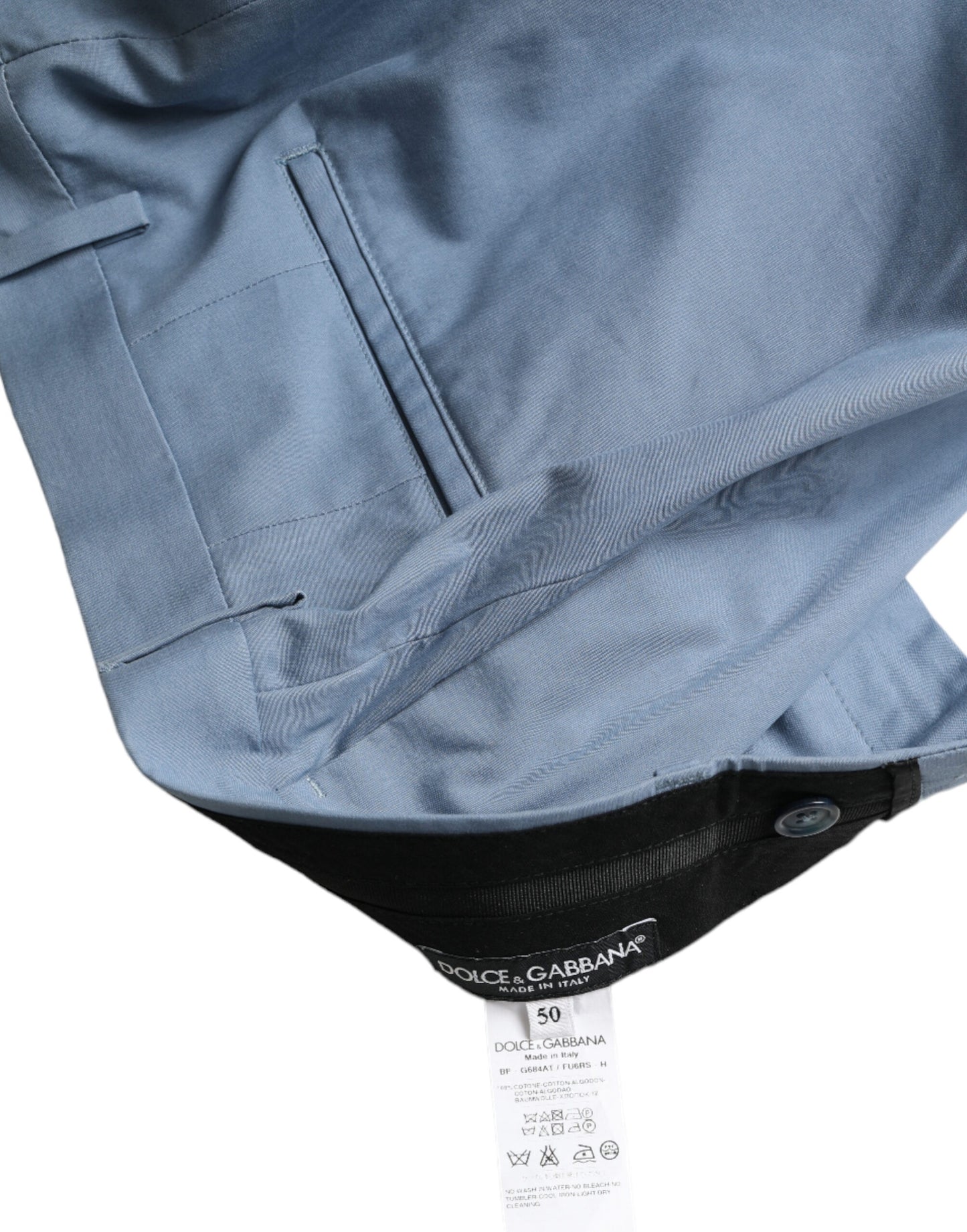 Sky Blue Cotton Folded Hem Men Bermuda Shorts-Dolce & Gabbana-LabelTerrace.com
