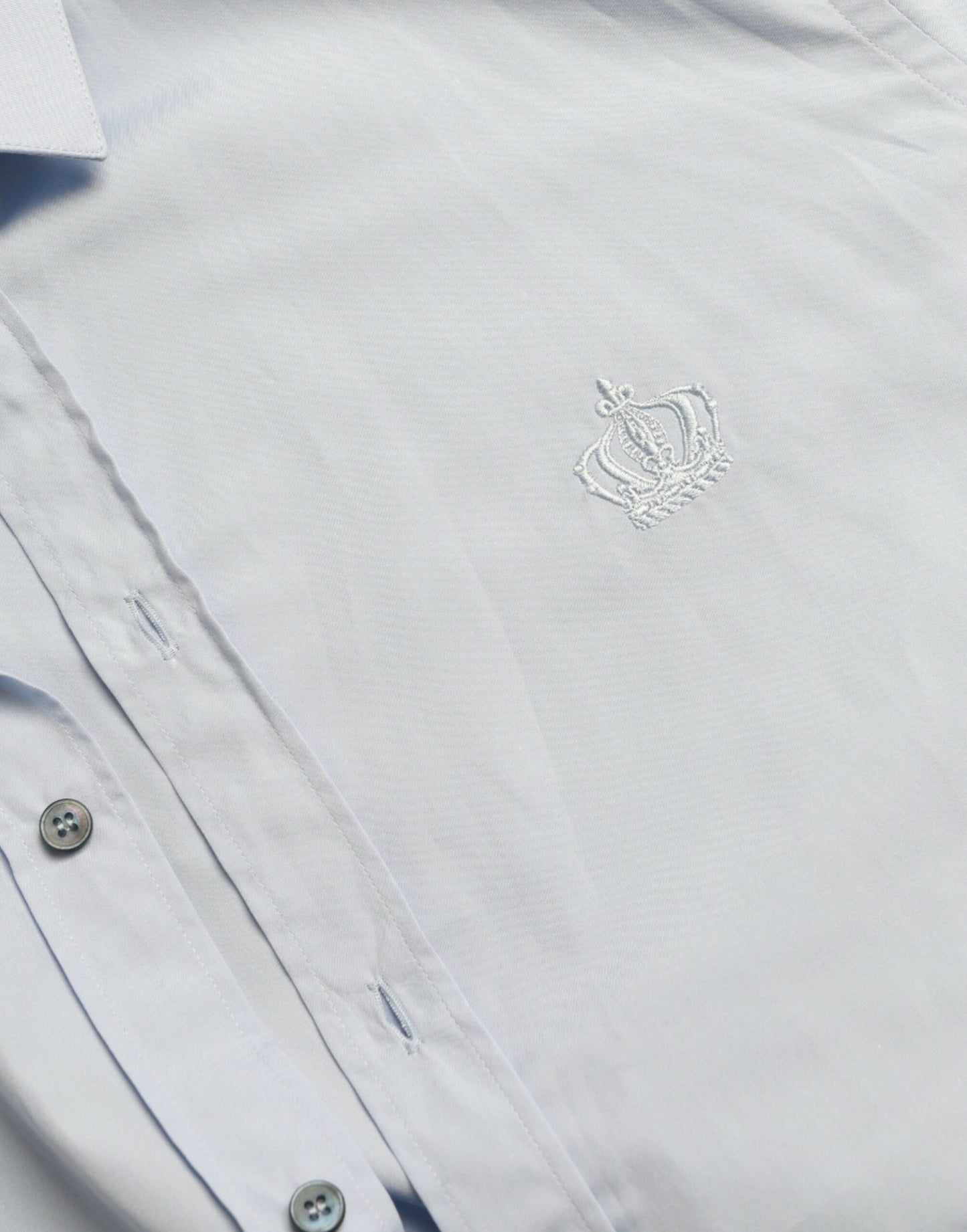 Sky Blue Cotton Men Formal GOLD Dress Shirt-Dolce & Gabbana-LabelTerrace.com