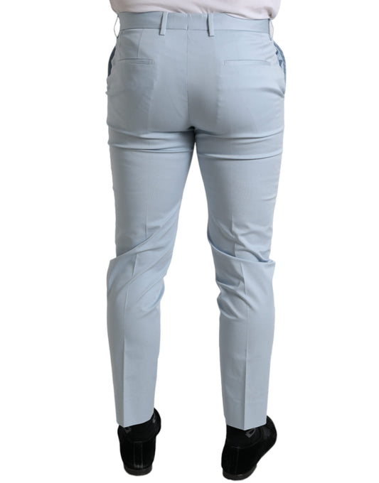 Sky Blue Cotton Stretch Skinny Pants-Dolce & Gabbana-LabelTerrace.com