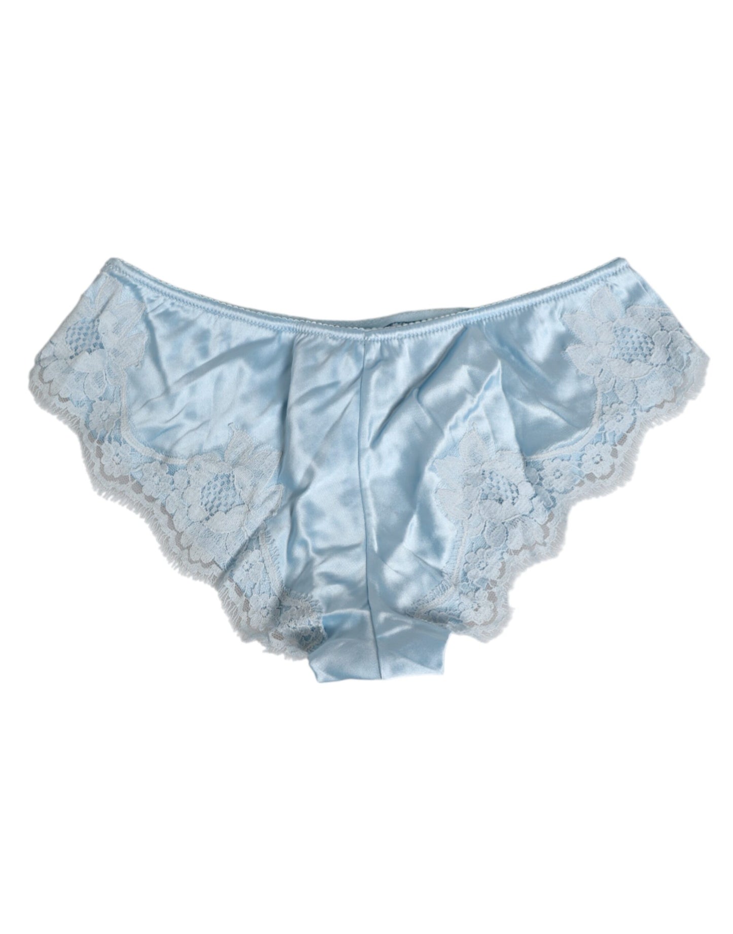 Sky Blue Silk Satin Lace Panty Brief Underwear-Dolce & Gabbana-LabelTerrace.com