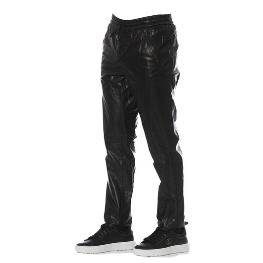 Sleek Black Leather Trousers for Men-Trussardi-LabelTerrace.com
