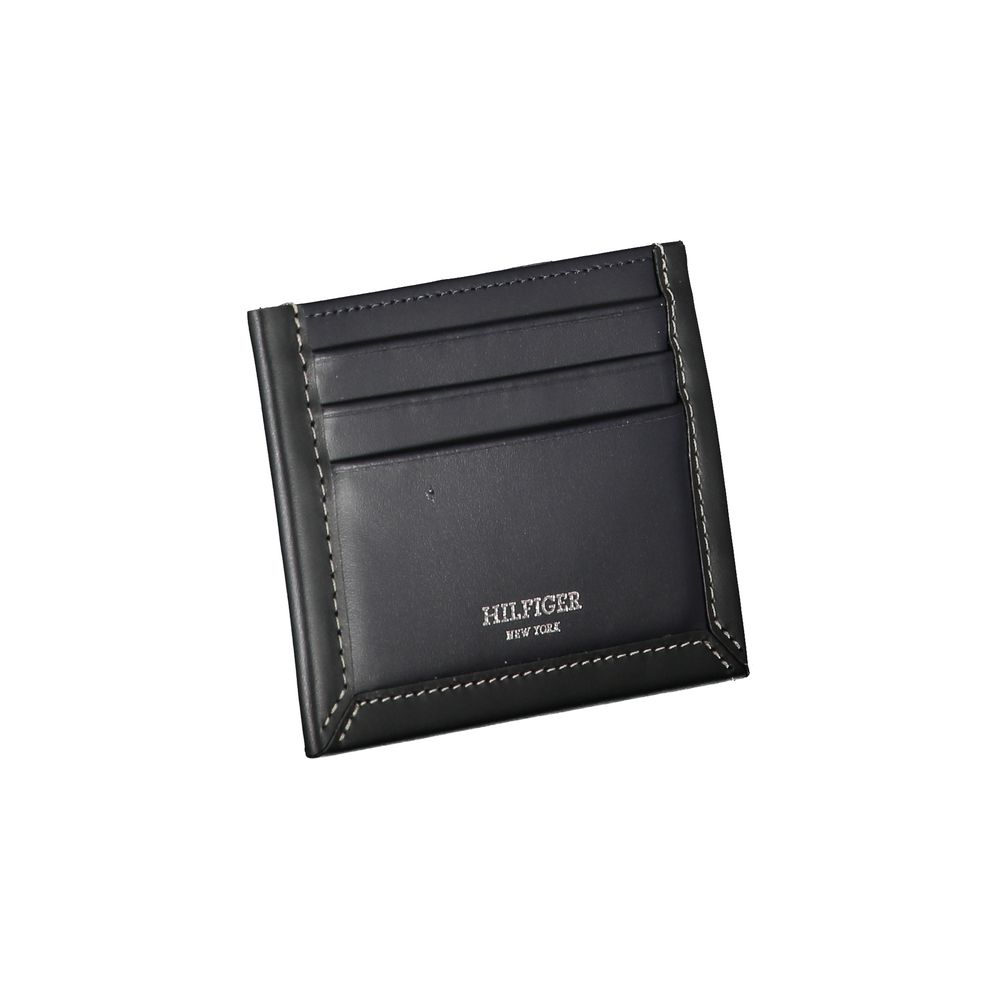 Sleek Blue Leather Card Holder with Contrast Detail-Tommy Hilfiger-LabelTerrace.com