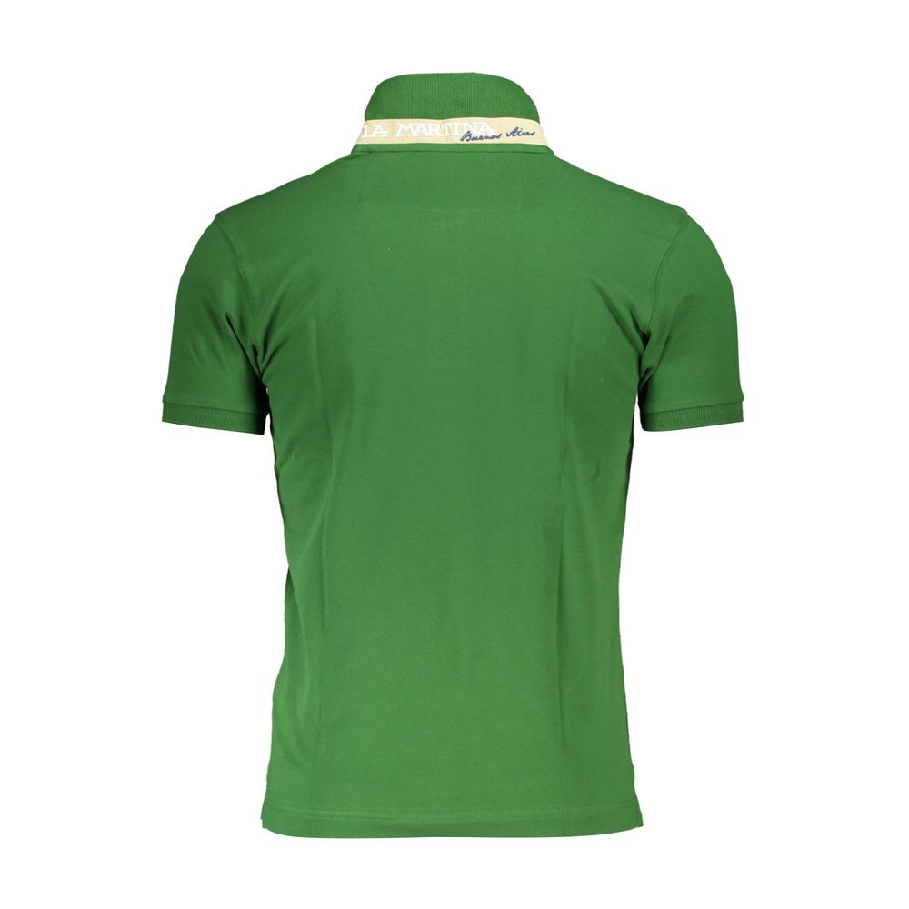 Sleek Green Slim Fit Polo with Contrast Detail-La Martina-LabelTerrace.com
