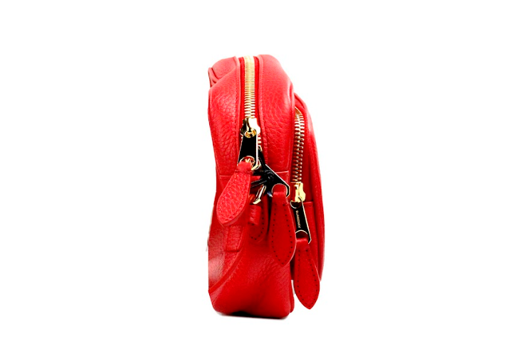 Small Branded Bright Red Grainy Leather Camera Crossbody Bag-Burberry-LabelTerrace.com
