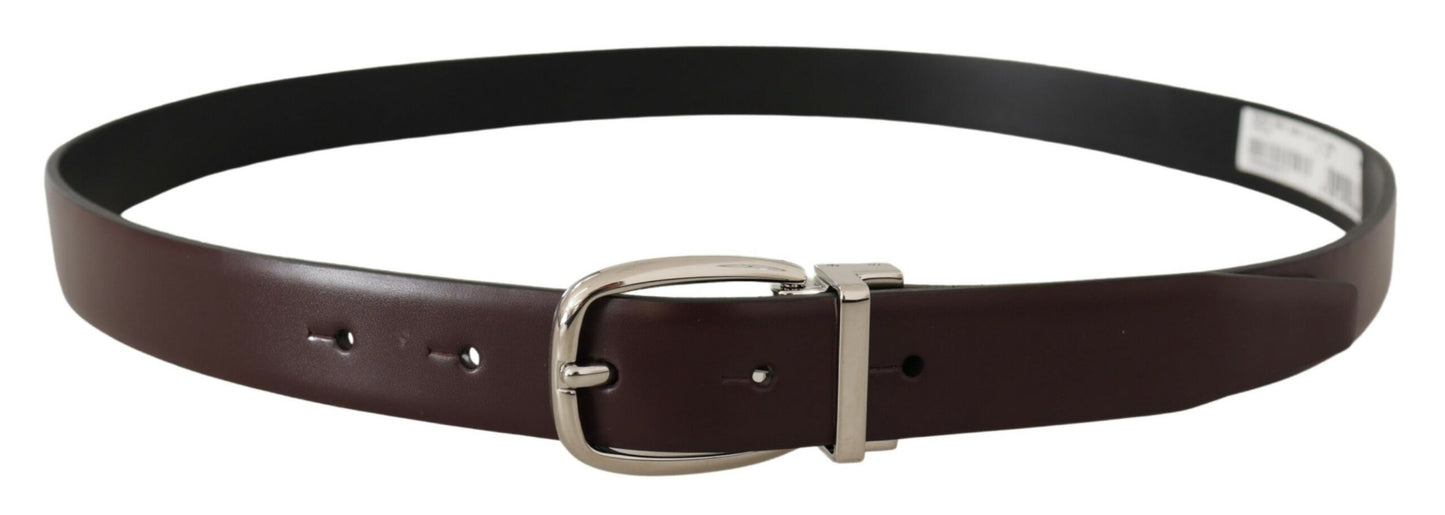 Solid Brown Leather Silver Metal Belt-Dolce & Gabbana-LabelTerrace.com