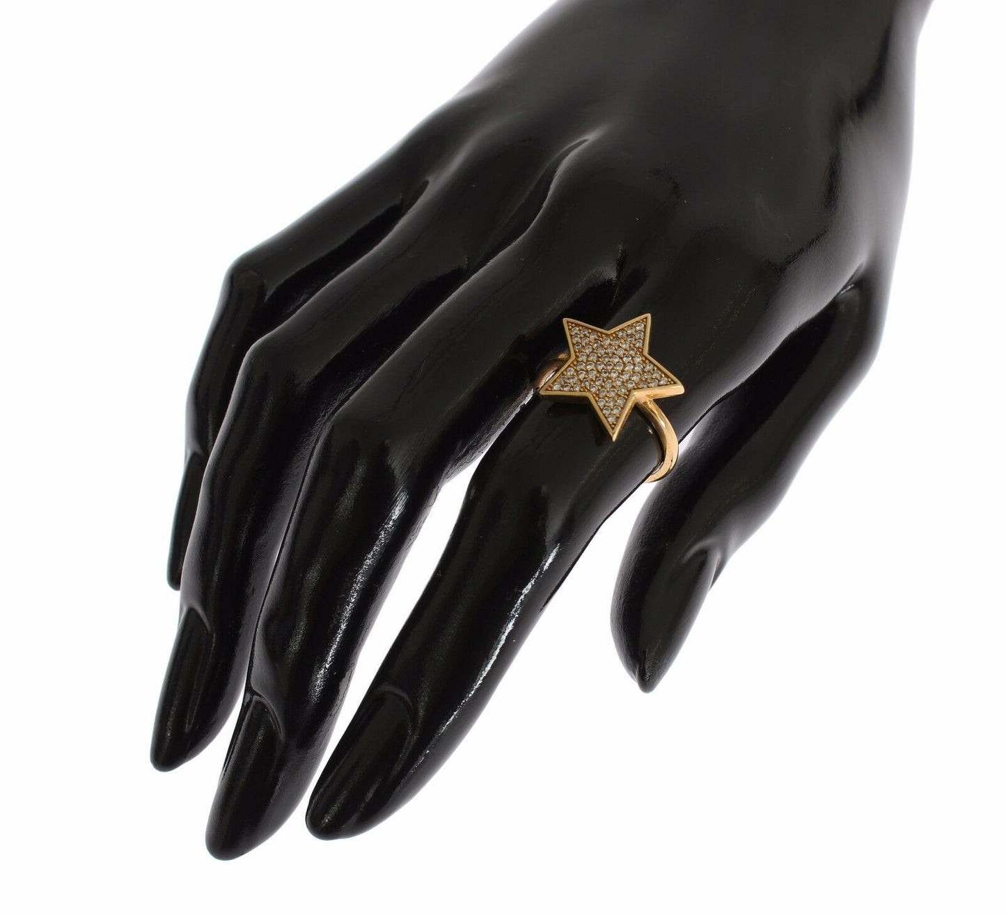 Star Gold 925 Silver Womens Clear Ring-Nialaya-LabelTerrace.com
