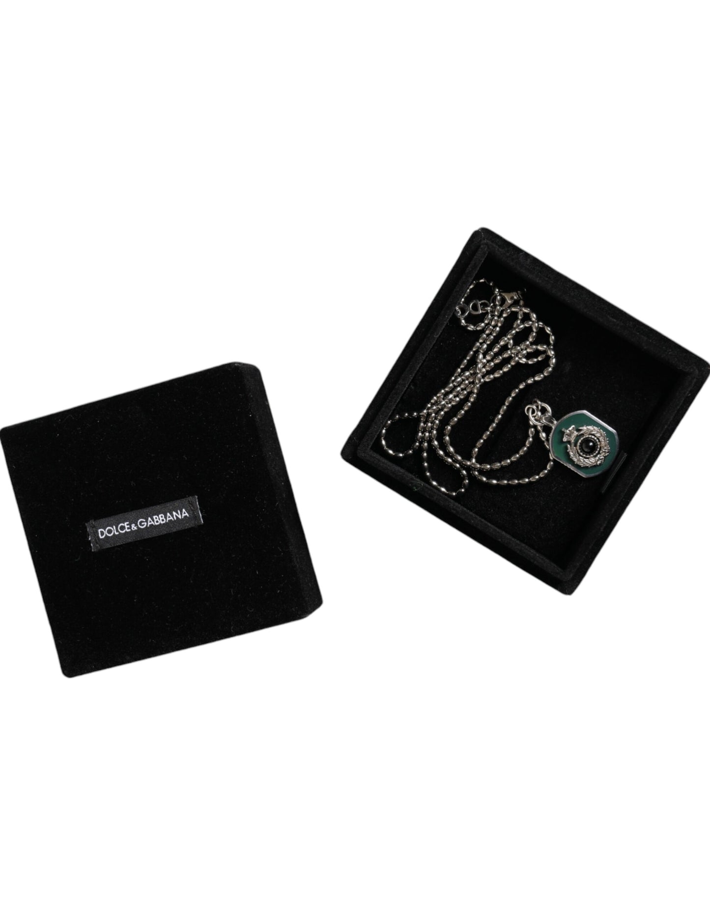 Sterling Silver 925 Chain Bar Gem Pendant Logo Necklace-Dolce & Gabbana-LabelTerrace.com