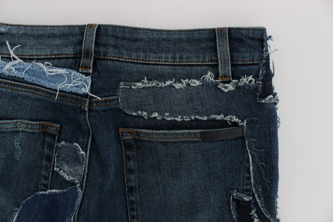 Stretch Blue Patchwork Jeans Shorts-Dolce & Gabbana-LabelTerrace.com