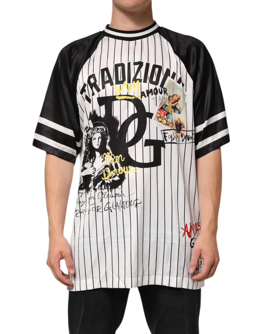 Tradizione Graffiti Print Oversized Men T-shirt-Dolce & Gabbana-LabelTerrace.com