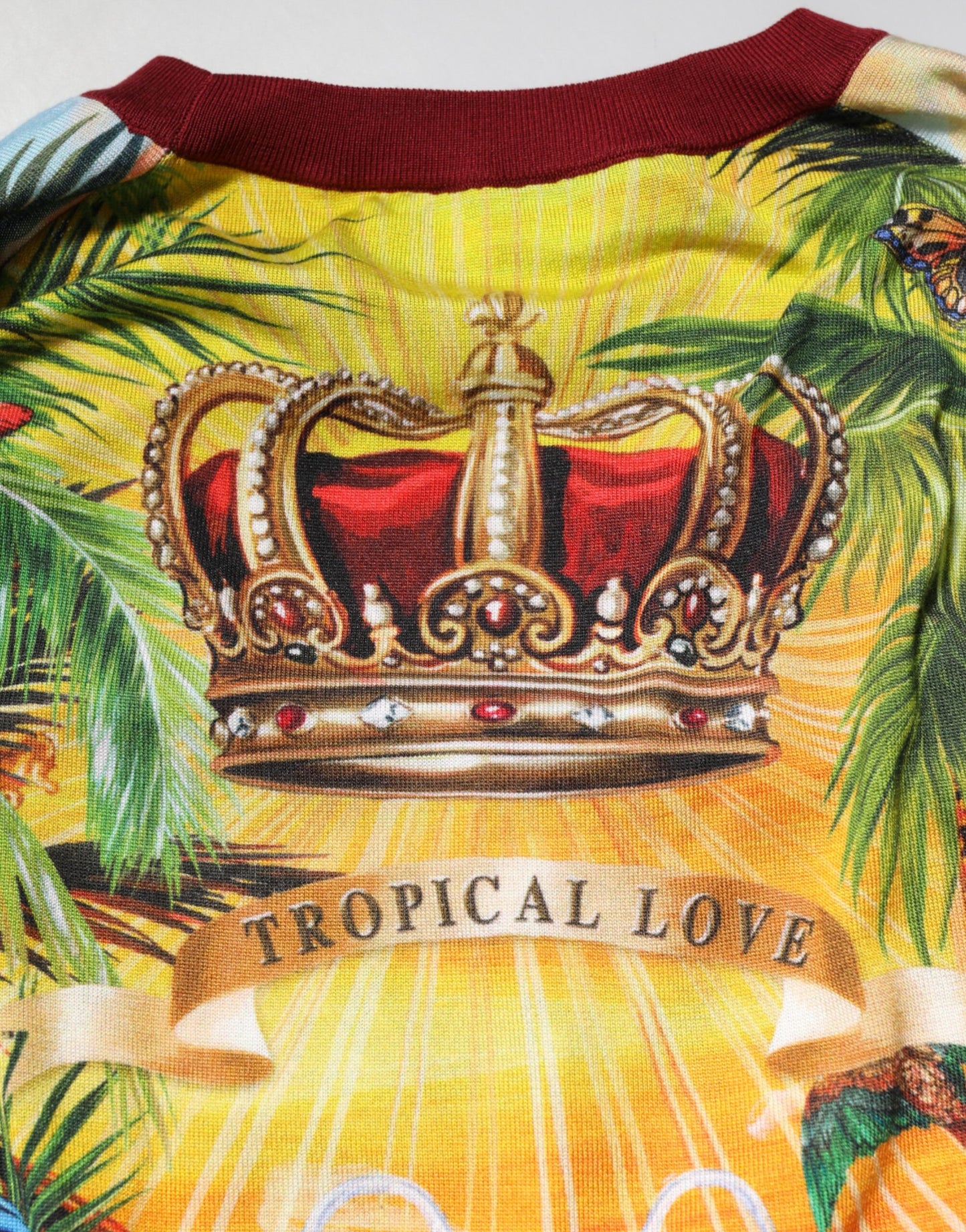 Tropical Heart Crown Silk Pullover Sweater-Dolce & Gabbana-LabelTerrace.com