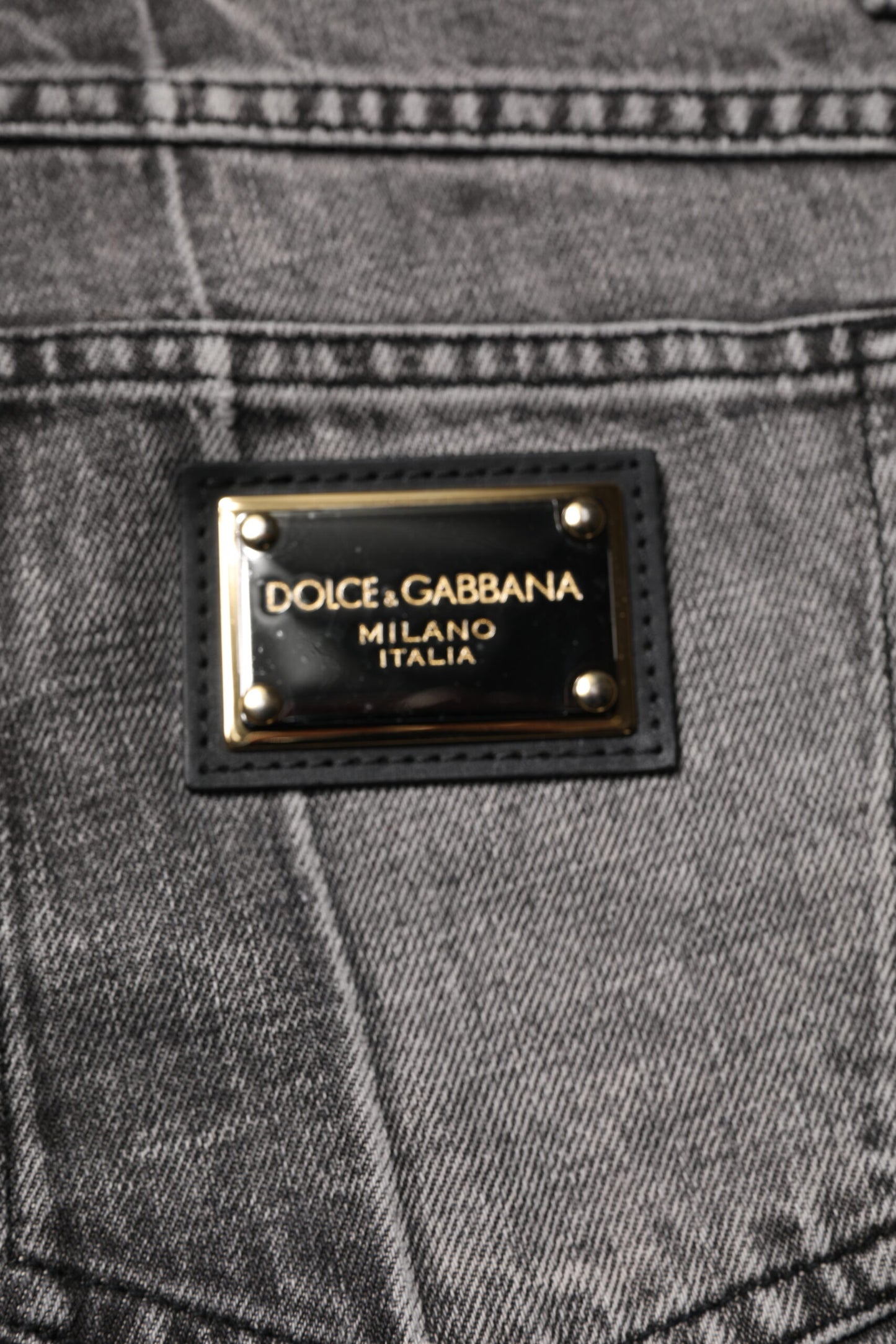 Two Tone Gray Cotton Denim Jeans-Dolce & Gabbana-LabelTerrace.com