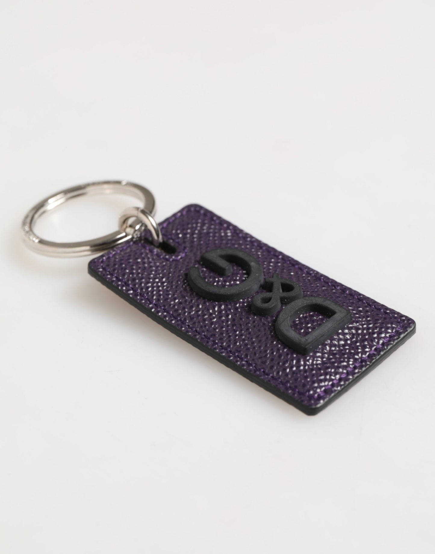 Violet Leather Logo Metal Ring Men Keychain Keyring-Dolce & Gabbana-LabelTerrace.com