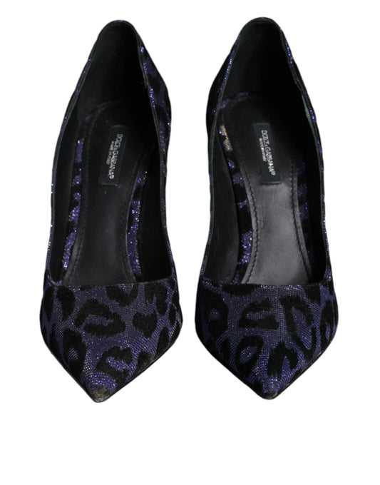 Violet Leopard Lurex High Heels Pumps Shoes-Dolce & Gabbana-LabelTerrace.com