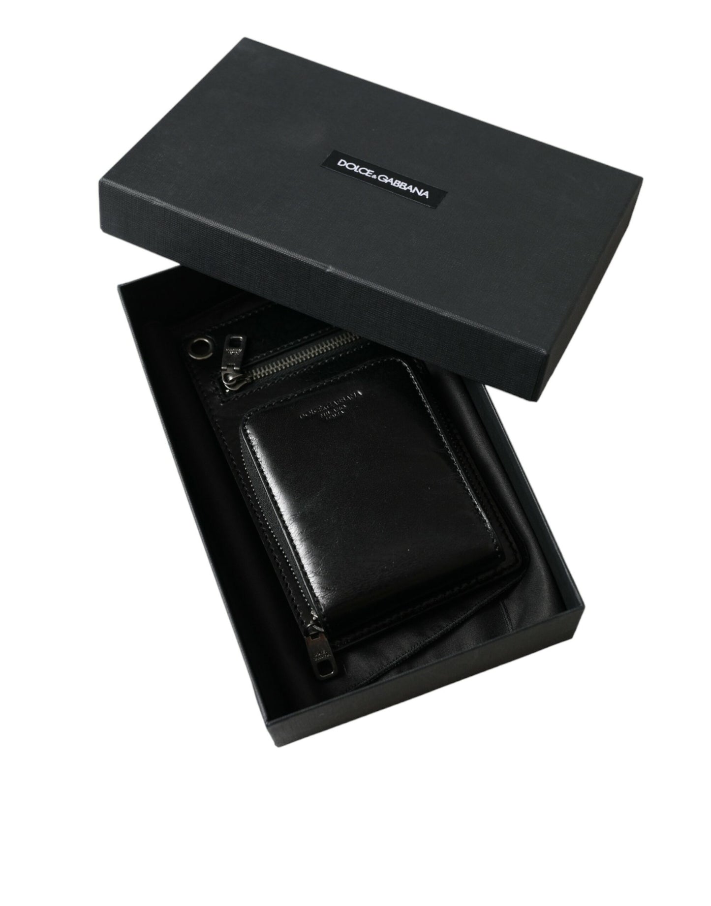 Wallet Black Horse Leather Zip Logo Cross Body Phone Slot-Dolce & Gabbana-LabelTerrace.com