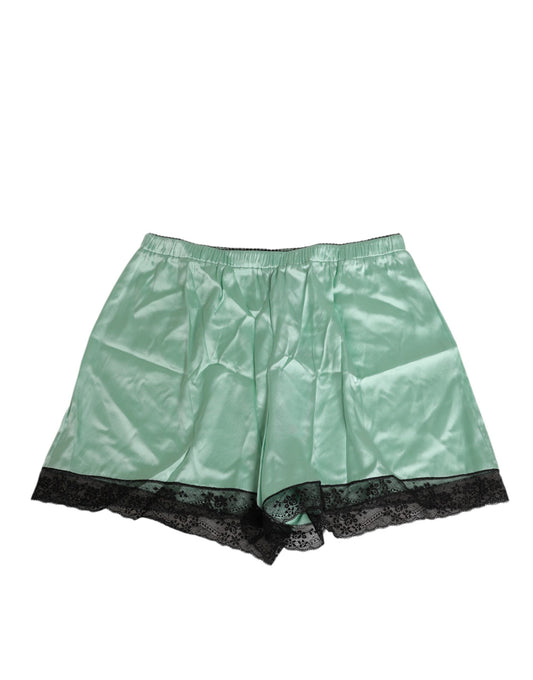 Water Green Satin Black Lace Trim Underwear-Dolce & Gabbana-LabelTerrace.com