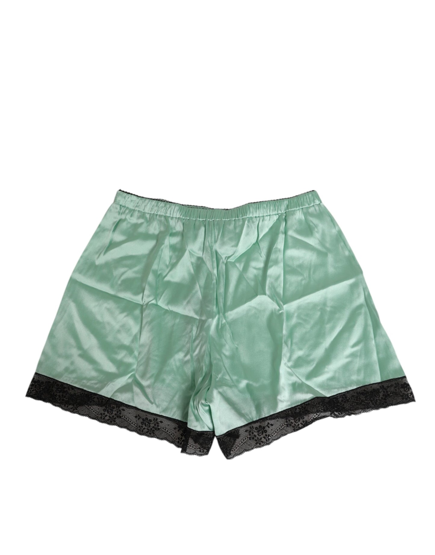 Water Green Satin Black Lace Trim Underwear-Dolce & Gabbana-LabelTerrace.com