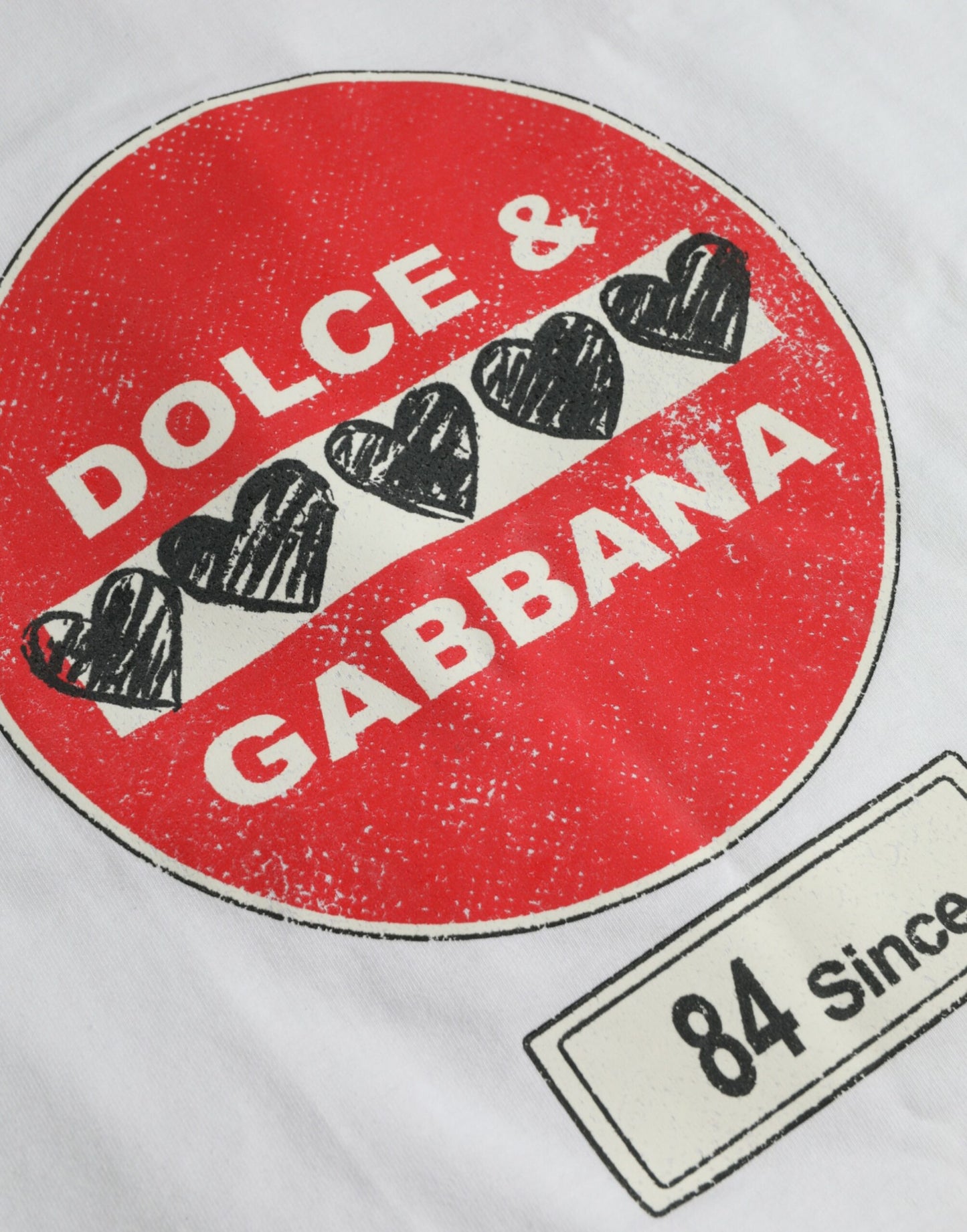 White Amor Heart Cotton Crewneck Short Sleeve T-shirt-Dolce & Gabbana-LabelTerrace.com