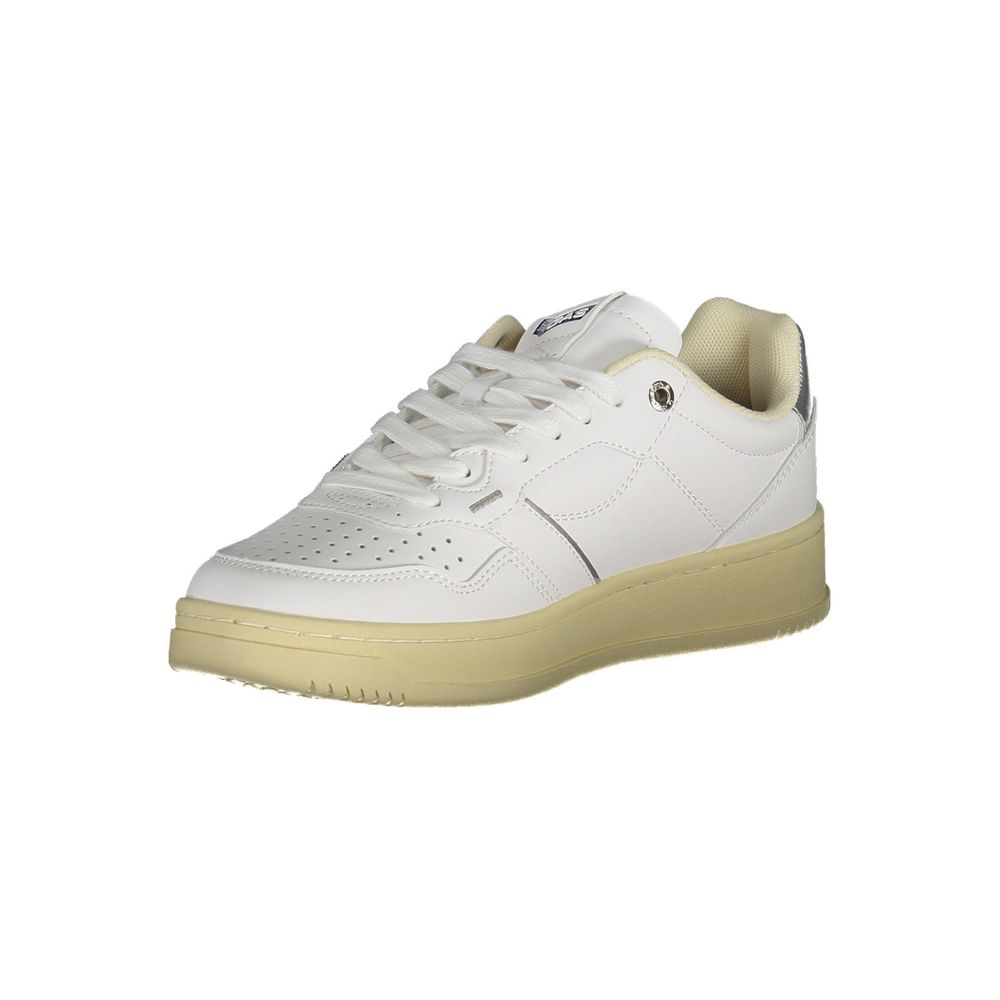 White Artificial Leather Sneaker-Gas-LabelTerrace.com