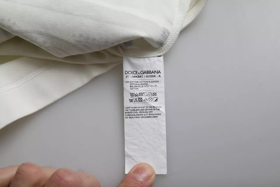 White Bandana Print Cotton Short Sleeves Men T-shirt-Dolce & Gabbana-LabelTerrace.com