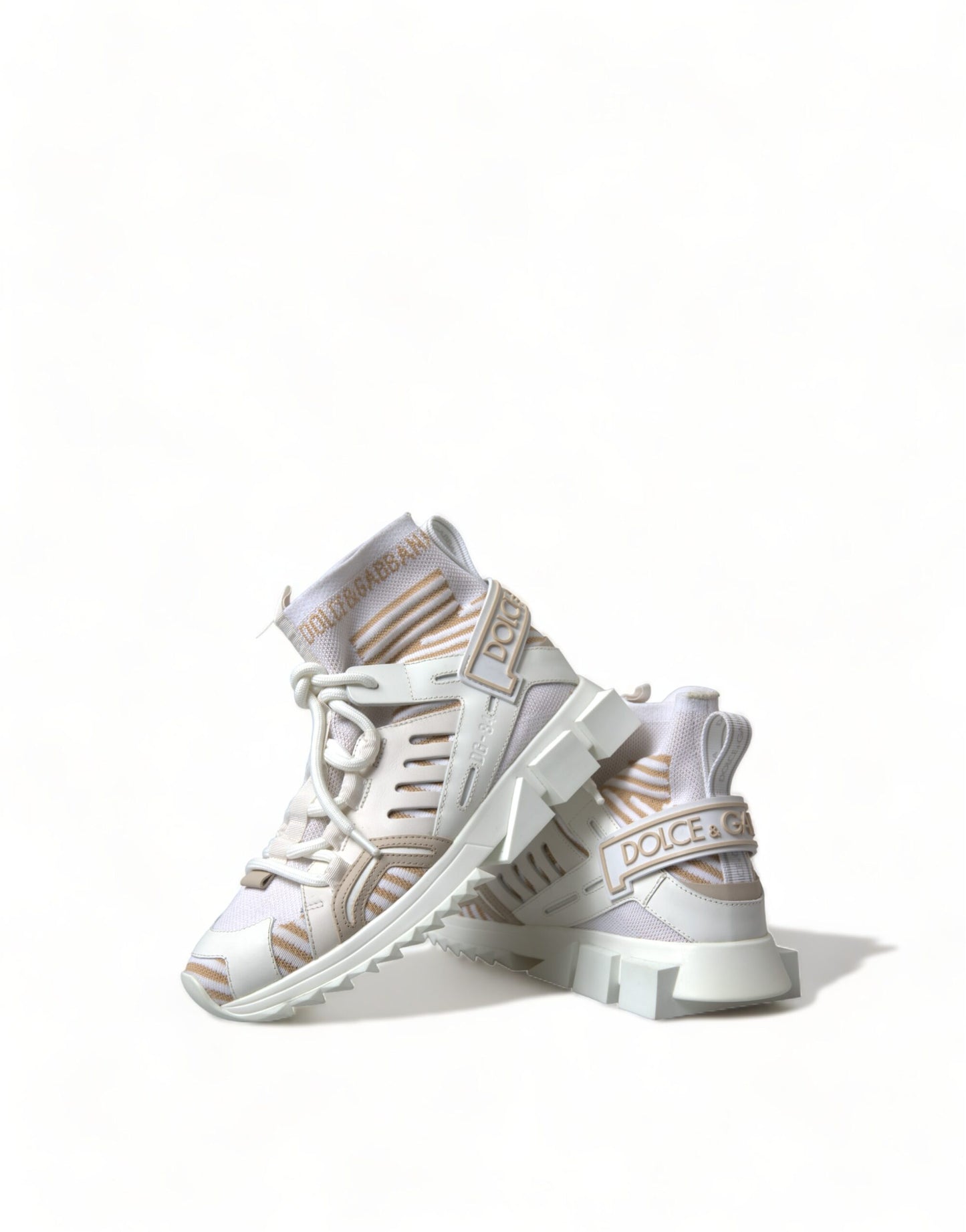 White Beige Sorrento Socks Sneakers Shoes-Dolce & Gabbana-LabelTerrace.com