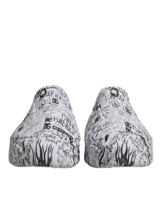 White Black Graffiti Daymaster Sneakers Shoes-Dolce & Gabbana-LabelTerrace.com